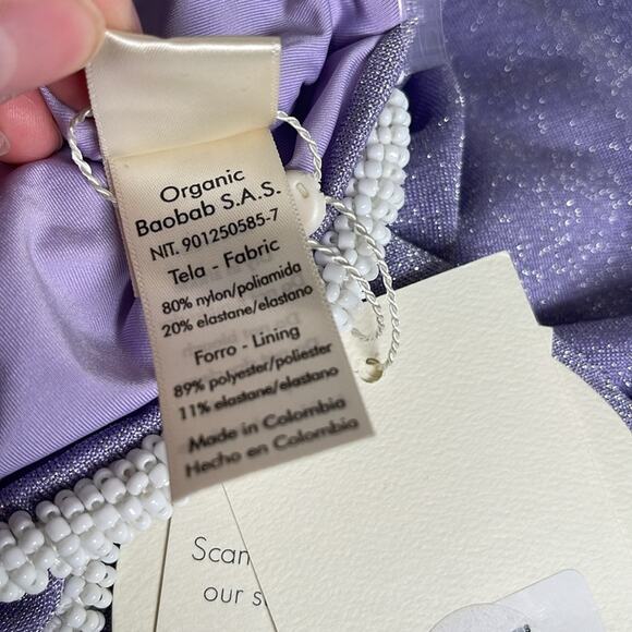 BAOBAB Mambo Strapless Cutout Beaded Metallic Roseira Purple Maxi Dress Size L - Picture 8 of 8